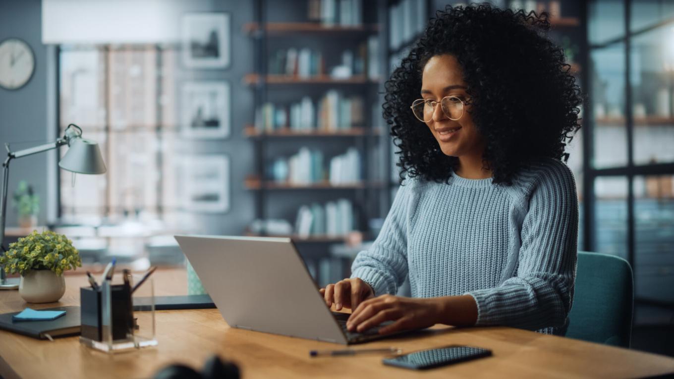 Woman working on laptop